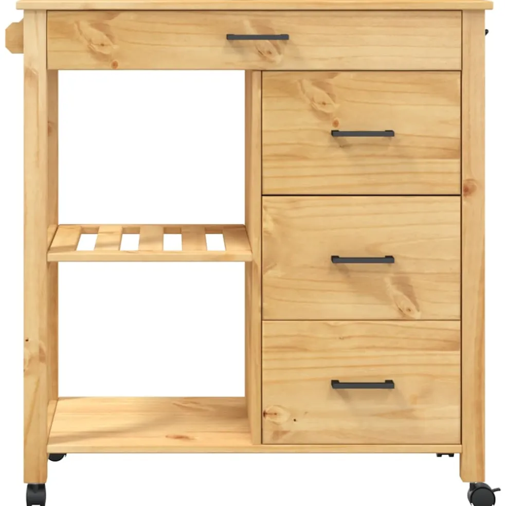 vidaXL Keukentrolley MONZA 84x40x88,5 cm massief grenenhout honingwas