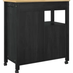 vidaXL Keuken Trolley MONZA Zwart 84 x 40 x 88,5 cm Massief Vurenhout