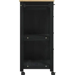 vidaXL Keuken Trolley MONZA Zwart 84 x 40 x 88,5 cm Massief Vurenhout