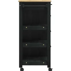 vidaXL Keuken Trolley MONZA Zwart 84 x 40 x 88,5 cm Massief Vurenhout