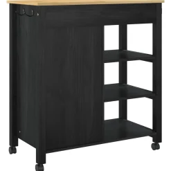 vidaXL Keuken Trolley MONZA Zwart 84 x 40 x 88,5 cm Massief Vurenhout