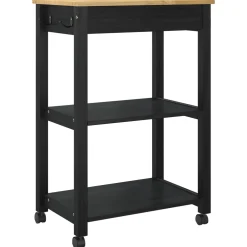 vidaXL Keuken Trolley MONZA Zwart 60 x 40 x 88,5 cm Massief Vurenhout