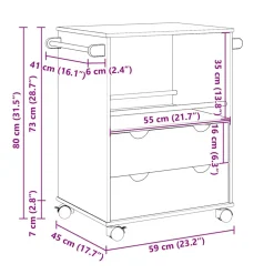 vidaXL Keukentrolley OTTA 59x45x80 cm massief grenenhout