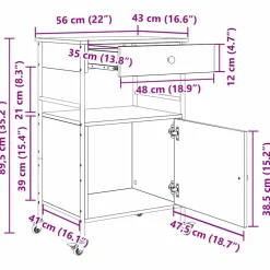 vidaXL Keuken Trolley Oudhout 56 x 43 x 89,5 cm Bewerkt hout