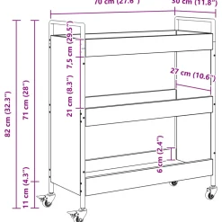 vidaXL Keuken Trolley Oudhout 70 x 30 x 82 cm Bewerkt hout