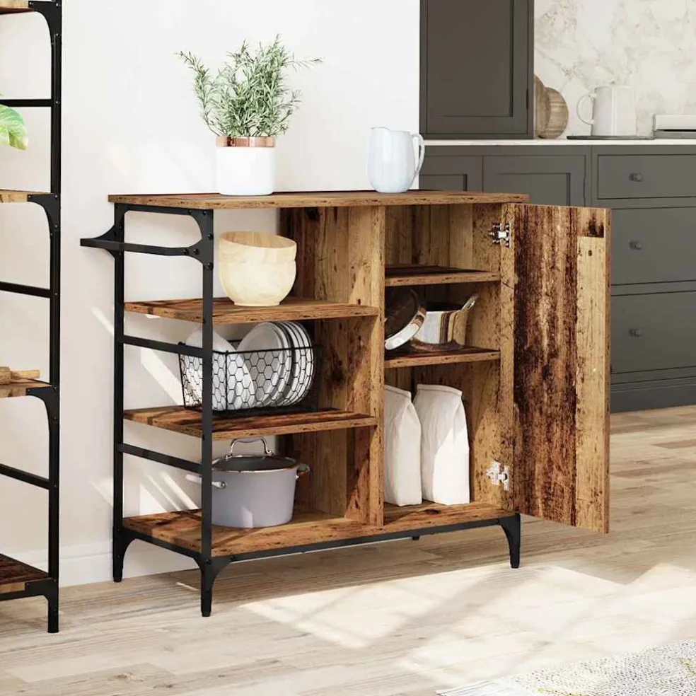 vidaXL Keuken Trolley Oudhout 87.5 x 39 x 84.5 cm Bewerkt hout