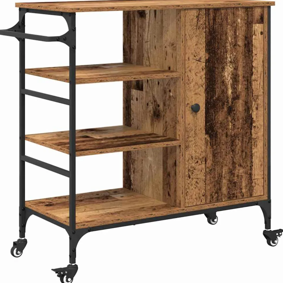 vidaXL Keuken Trolley Oudhout 87.5 x 39 x 84.5 cm Bewerkt hout