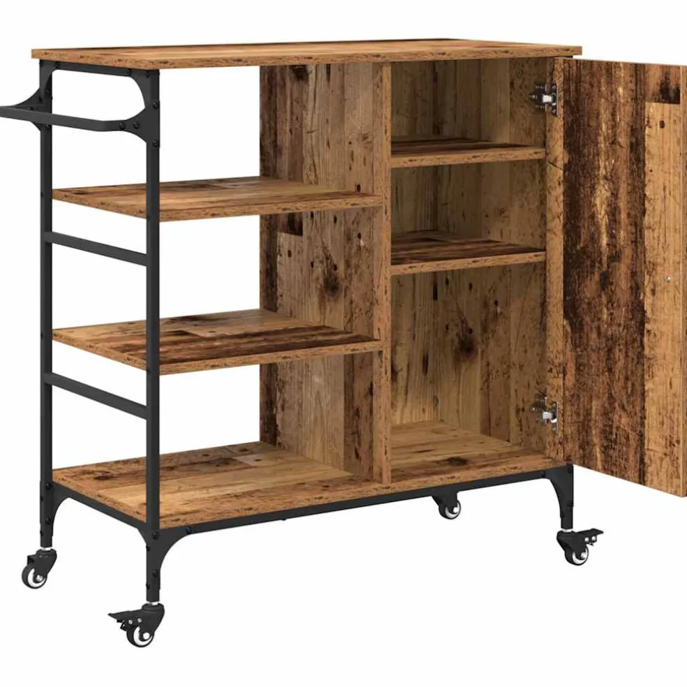 vidaXL Keuken Trolley Oudhout 87.5 x 39 x 84.5 cm Bewerkt hout