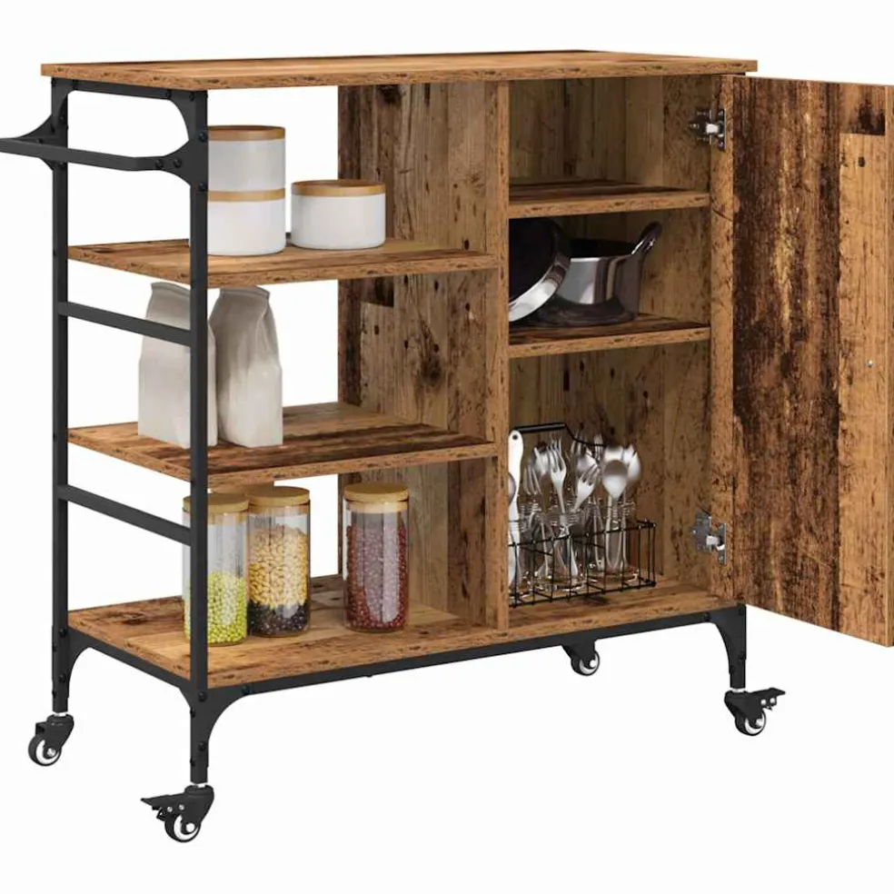 vidaXL Keuken Trolley Oudhout 87.5 x 39 x 84.5 cm Bewerkt hout