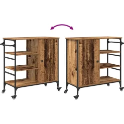 vidaXL Keuken Trolley Oudhout 87.5 x 39 x 84.5 cm Bewerkt hout