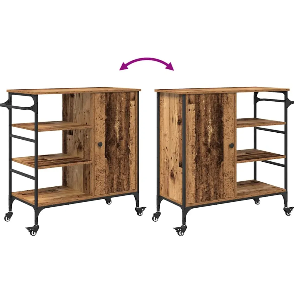 vidaXL Keuken Trolley Oudhout 87.5 x 39 x 84.5 cm Bewerkt hout