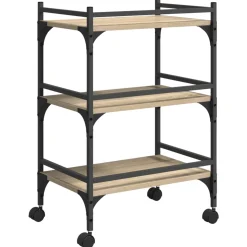 vidaXL Keuken Trolley Sonoma Eiken 50 x 35 x 75,5 cm Bewerkt hout