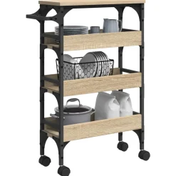 vidaXL Keuken Trolley Sonoma Eiken 53 x 20 x 76 cm Bewerkt hout