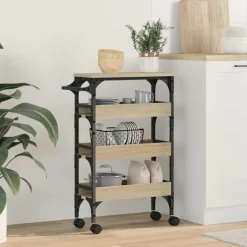 vidaXL Keuken Trolley Sonoma Eiken 53 x 20 x 76 cm Bewerkt hout
