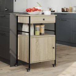 vidaXL Keukentrolley 56x43x89,5 cm bewerkt hout sonoma eikenkleurig