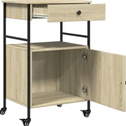 vidaXL Keukentrolley 56x43x89,5 cm bewerkt hout sonoma eikenkleurig
