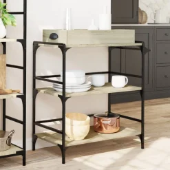 vidaXL Keukentrolley 81,5x41x92,5 cm bewerkt hout sonoma eikenkleurig