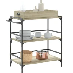 vidaXL Keukentrolley 81,5x41x92,5 cm bewerkt hout sonoma eikenkleurig