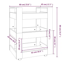vidaXL Keukentrolley 60x45x80 cm bewerkt hout wit