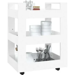 vidaXL Keukentrolley 60x45x80 cm bewerkt hout wit