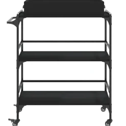 vidaXL Keukentrolley 81,5x41x92,5 cm bewerkt hout zwart