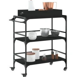 vidaXL Keukentrolley 81,5x41x92,5 cm bewerkt hout zwart