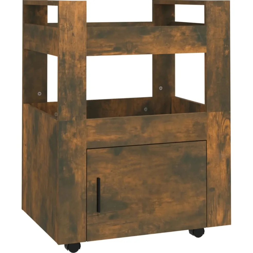 vidaXL Keukentrolley 60x45x80 cm bewerkt hout gerookt eikenkleurig