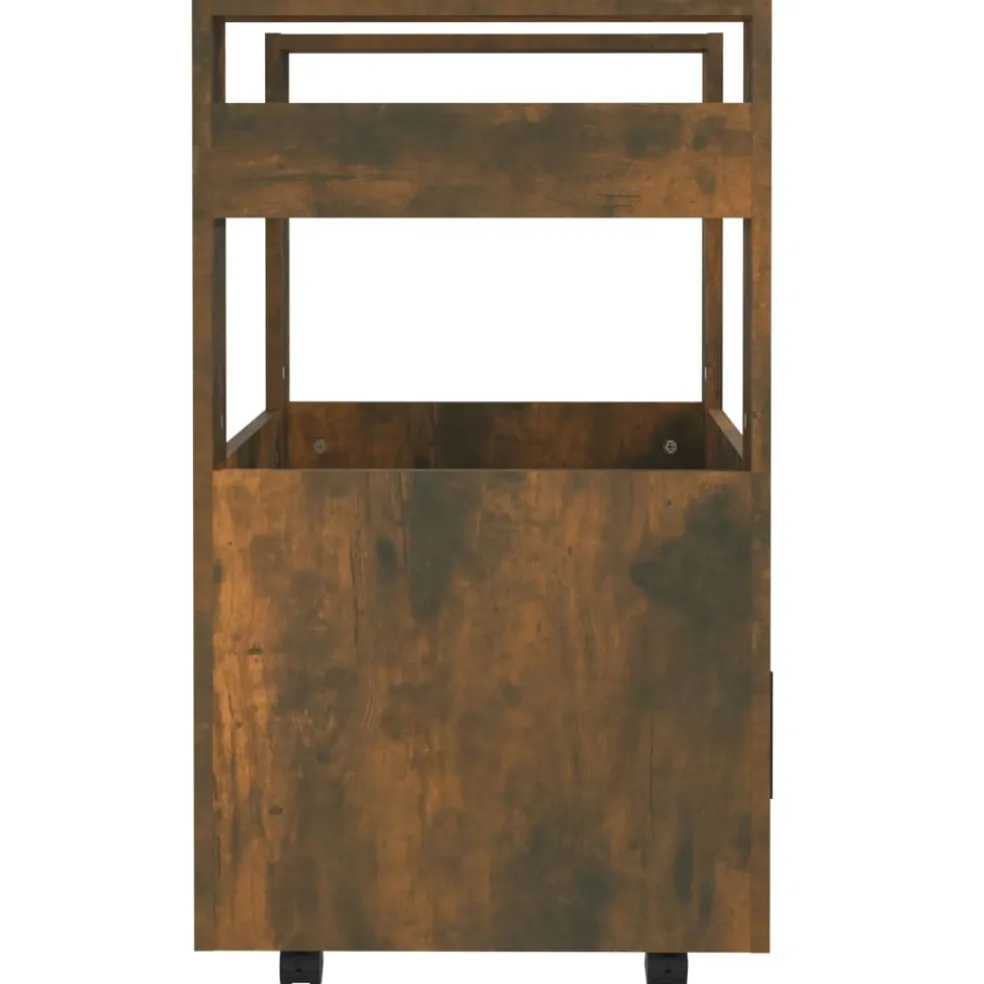 vidaXL Keukentrolley 60x45x80 cm bewerkt hout gerookt eikenkleurig