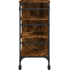 vidaXL Keukentrolley 87,5x38,5x84,5 cm bewerkt hout gerookt eikenkleur