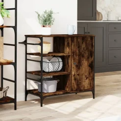 vidaXL Keukentrolley 87,5x38,5x84,5 cm bewerkt hout gerookt eikenkleur