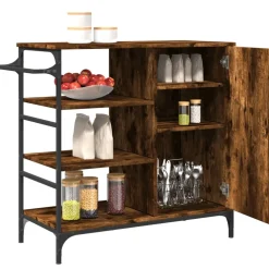 vidaXL Keukentrolley 87,5x38,5x84,5 cm bewerkt hout gerookt eikenkleur
