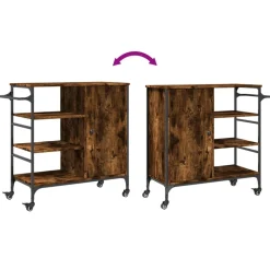 vidaXL Keukentrolley 87,5x38,5x84,5 cm bewerkt hout gerookt eikenkleur