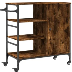 vidaXL Keukentrolley 87,5x38,5x84,5 cm bewerkt hout gerookt eikenkleur