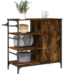 vidaXL Keukentrolley 87,5x38,5x84,5 cm bewerkt hout gerookt eikenkleur