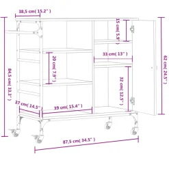 vidaXL Keukentrolley 87,5x38,5x84,5 cm bewerkt hout gerookt eikenkleur