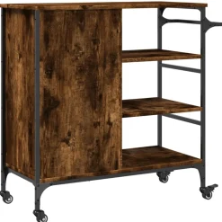 vidaXL Keukentrolley 87,5x38,5x84,5 cm bewerkt hout gerookt eikenkleur