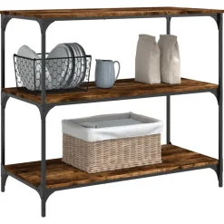 vidaXL Keukentrolley 102x50x95 cm bewerkt hout gerookt eikenkleurig