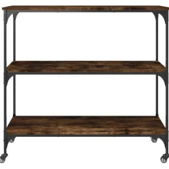 vidaXL Keukentrolley 102x50x95 cm bewerkt hout gerookt eikenkleurig