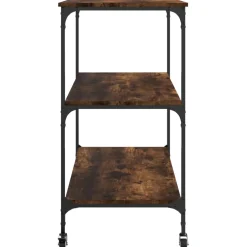 vidaXL Keukentrolley 102x50x95 cm bewerkt hout gerookt eikenkleurig