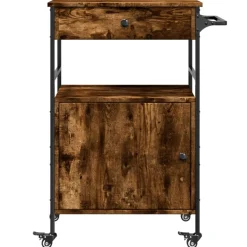 vidaXL Keukentrolley 56x43x89,5 cm bewerkt hout gerookt eikenkleurig
