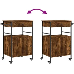vidaXL Keukentrolley 56x43x89,5 cm bewerkt hout gerookt eikenkleurig