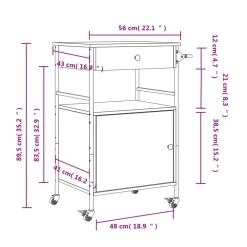 vidaXL Keukentrolley 56x43x89,5 cm bewerkt hout gerookt eikenkleurig