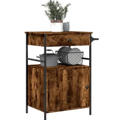 vidaXL Keukentrolley 56x43x89,5 cm bewerkt hout gerookt eikenkleurig