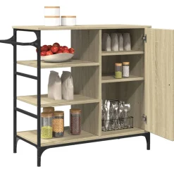 vidaXL Keukentrolley 87,5x38,5x84,5 cm bewerkt hout sonoma eikenkleur