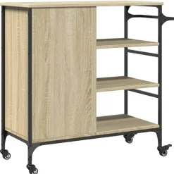 vidaXL Keukentrolley 87,5x38,5x84,5 cm bewerkt hout sonoma eikenkleur