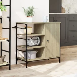 vidaXL Keukentrolley 87,5x38,5x84,5 cm bewerkt hout sonoma eikenkleur