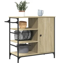 vidaXL Keukentrolley 87,5x38,5x84,5 cm bewerkt hout sonoma eikenkleur