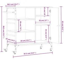 vidaXL Keukentrolley 87,5x38,5x84,5 cm bewerkt hout sonoma eikenkleur