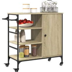 vidaXL Keukentrolley 87,5x38,5x84,5 cm bewerkt hout sonoma eikenkleur
