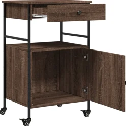 vidaXL Keukentrolley 56x43x89,5 cm bewerkt hout bruin eikenkleurig
